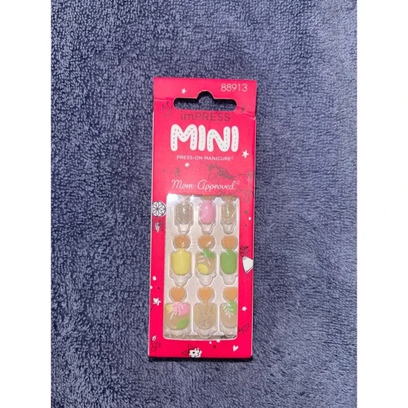 imPRESS Mini Press On Manicure Flower Petals Pink Yellow Green Nails Kids - Picture 4 of 4
